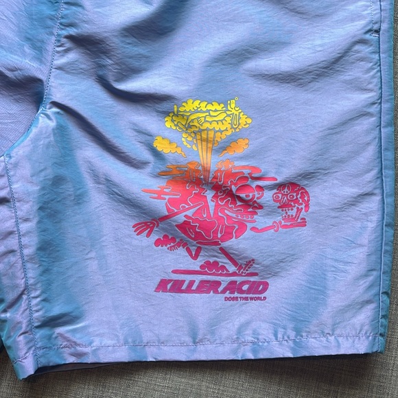 Killer Acid Psychedelic Swim Trunks Shorts Fully Lined Logo Purple - Picture 2 of 8